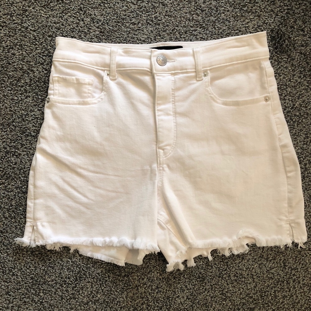 Express white denim shorts